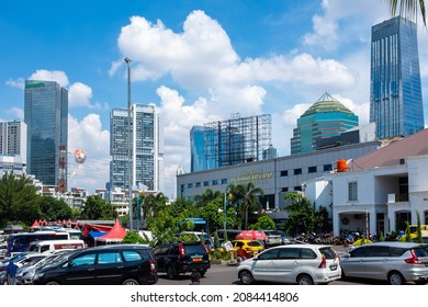 Buildings At Sudirman Street, View From Police District Office In Senayan Kebayoran Baru Jakarta Indonesia. Taken On December 2nd, 2021. 