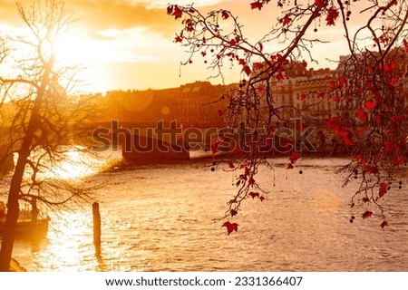 Buildings and typical French architecture around the Seine River in Paris, the French capital