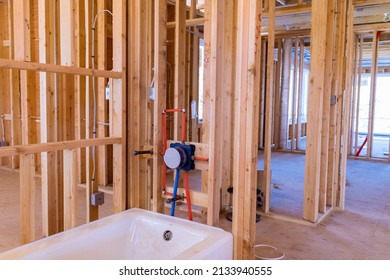 Buildt New Home Construction A Installation Bathroom Unfinished Of Plumbing