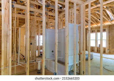 Buildt New Home Construction A Installation Bathroom Unfinished Of Plumbing