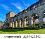 Buildwas Abbey Ruins. Selective focus 