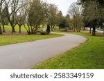 Buile Hill park Salford Manchester, footpath round the parkland in winter.