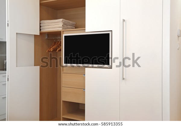 Built Lcd Tv Wardrobe Closet Stock Photo Edit Now 585913355