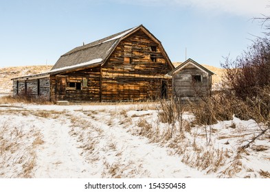 Built To Look Like A Barn Due To The Agricultural Area It Is In, This Community Hall And Outhouse Are The Last Remaining Structures In A Small, Rural Montana Town