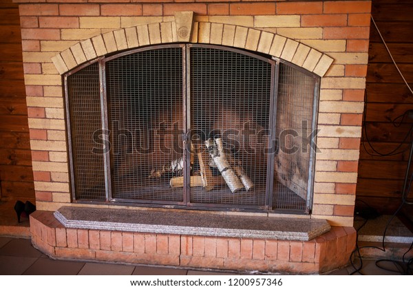 Built Smooth Beautiful Bricks New Fireplace Stock Photo Edit Now