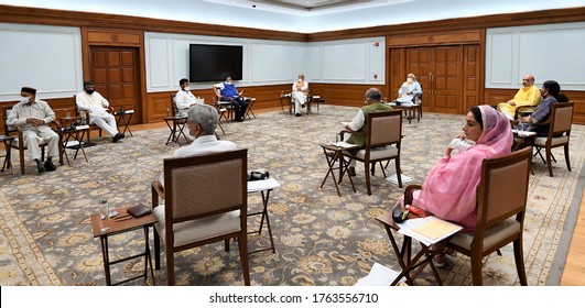 Buisness Meeting In The Time Of Corona Pandemic While Maintaining Social Distancing And Using Masks On 15th June 2020 In New Delhi, Delhi, India  