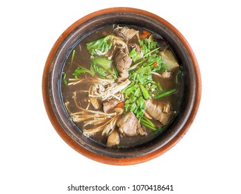 buk kut tae malaysian herbal soup hot healthy stimulate White background