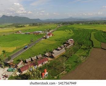 Bukittinggi, Indonesia - June 7, 2019: Images Of Rice Fields In The Countryside Set In The 