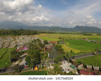 Bukittinggi, Indonesia - June 7, 2019: Images Of Rice Fields In The Countryside Set In The 