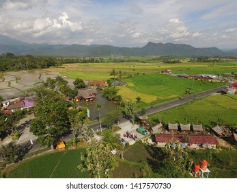 Bukittinggi, Indonesia - June 7, 2019: Images Of Rice Fields In The Countryside Set In The 