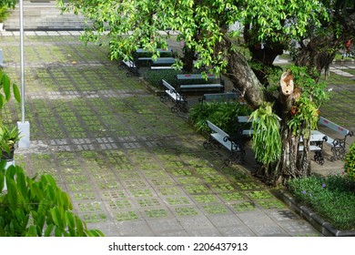 Bulaksumur, Yogyakarta Indonesia – October 25 2021: The Quiet Atmosphere Of The Campus Of The Faculty Of Social And Political Sciences, UGM During The Covid 19 Pandemic. Fisipol UGM, San Siro, Sepi.