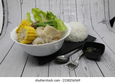 Bulalo Filipino Food Wooden Background