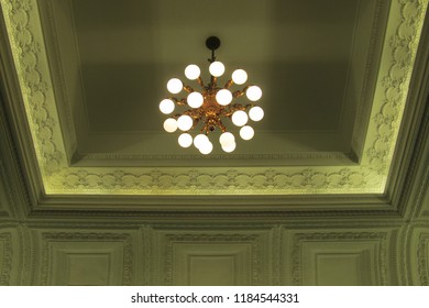 The Bulb Chandelier Installed At The Ceiling Coffer With Concealed LED Indirect Lighting