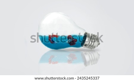 Bulb manipulation photo in this photo i use the picture of fish, water and transparent bulb.