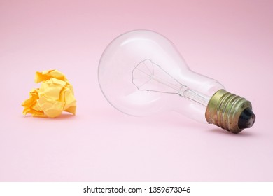 bulb with paper. Creativity concept.
