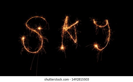 Bulb Photography . Writing Sky With Sparkler And Light.