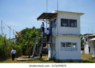 Buleleng,Sept 2 2022: Observation Tower At A Small Airport In Buleleng, North Bali. In This Place ATC Gives Control To Aircraft Moving At Lt. Col. Wisnu Airport And Its Surroundings