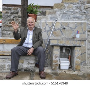 Bulgaria, June 28, 2011: Unidentified Bulgarian Old Man Smile And Waving To Audience