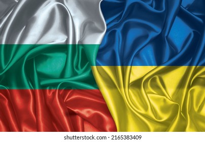 Bulgaria and Ukraine folded silk flag together - Powered by Shutterstock