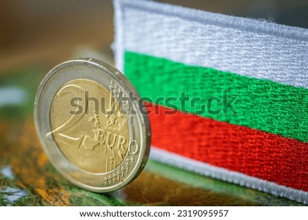 Bulgaria's accession to the euro zone, concept, business and single european currency, replacement of the bulgarian lev with the euro, close up