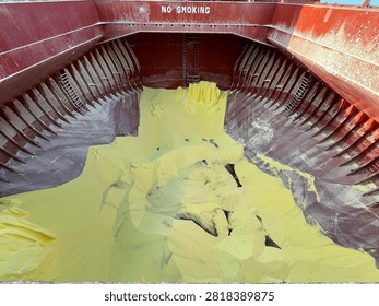 The bulk carrier is engaged in loading sulfur cargo for export through maritime transportation.