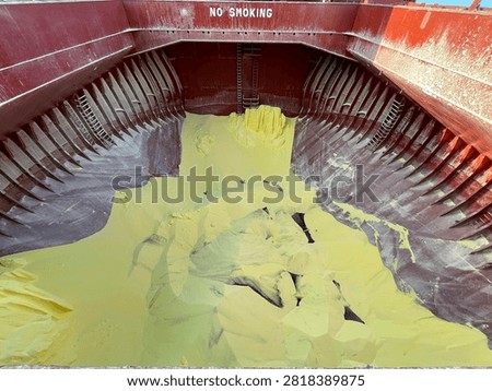 The bulk carrier is engaged in loading sulfur cargo for export through maritime transportation.
