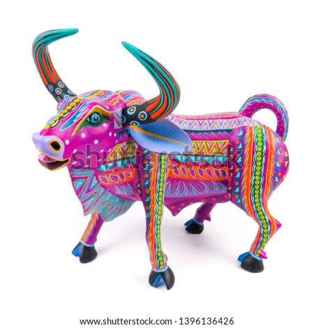 Bull alebrije wood carving sculpture mexican folk art decor