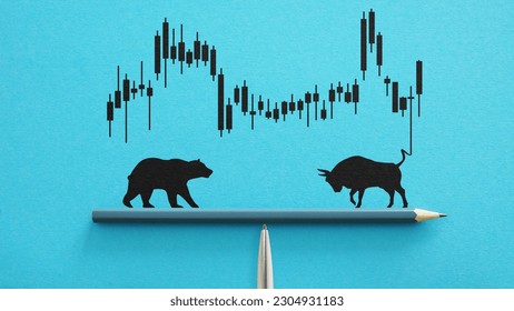 Bull or bear market symbol. Business bull vs bear market concept