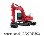 Bull dozer digging construction machine technology isolated on white background 
