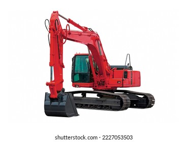 Bull dozer digging construction machine technology isolated on white background 