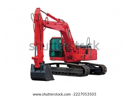 Bull dozer digging construction machine technology isolated on white background 