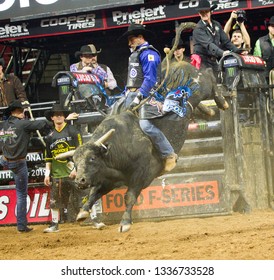 Bull Riders At The PBR Duluth U.S. Border Patrol Invitatioal In Atlanta Georgia On March 9th 2019 At The Infinite Energy Arena In Duluth Georgia USA