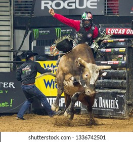 Bull Riders At The PBR Duluth U.S. Border Patrol Invitatioal In Atlanta Georgia On March 9th 2019 At The Infinite Energy Arena In Duluth Georgia USA