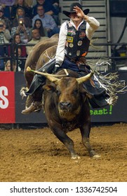 Bull Riders At The PBR Duluth U.S. Border Patrol Invitatioal In Atlanta Georgia On March 9th 2019 At The Infinite Energy Arena In Duluth Georgia USA