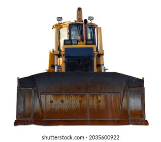 Bulldozer Construction Equipment Industrial Earth Mover On White Background