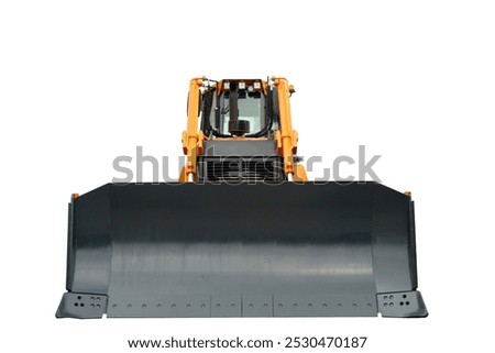 Bulldozer isolate. Crawler Construction tractor bulldozer on empty background. Construction machinery and transport