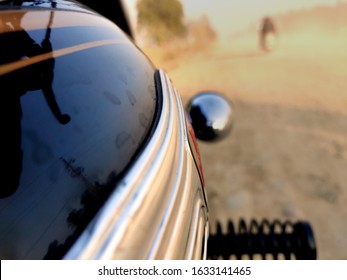 Bullet Bike On Hard Road And Stay At Sunset