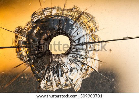 Bullet hole on the window