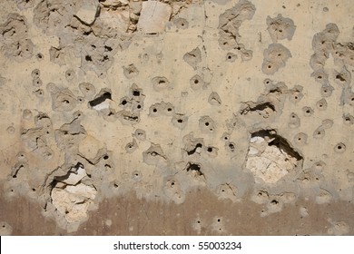 Bullet Holes On Old Wall