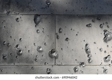 Bullet Holes In A Wall. Traces Of The World War II In Berlin-Germany.