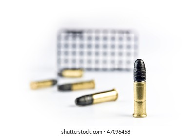 Bullets on the white surface