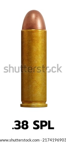Bullets Shells Calibers Named .38 SPL Ammo Gun white background isolated