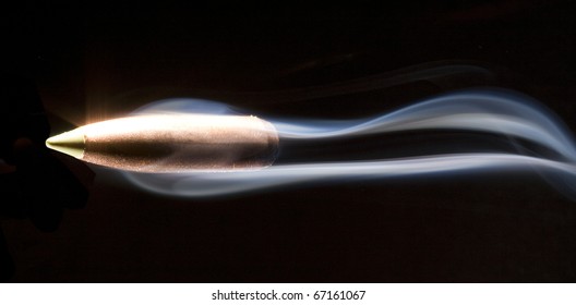 bullets that is going so fast it is letting off smoke