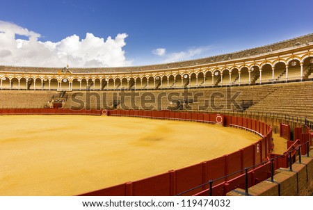 Bullfight arena, plaza de toros in Seville,La Maestranza, Spain