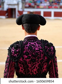 bullfighter back before starting to bullfight in the bullring