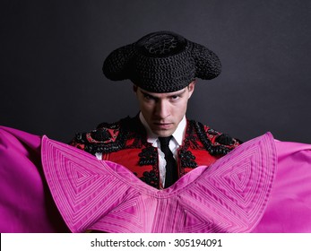 bullfighter on black background