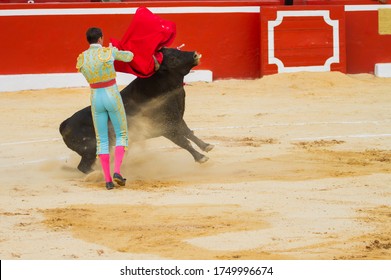 Bullfighting artist doing his job