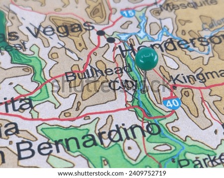 Bullhead City, Arizona marked by a green map tack. Bullhead City is located in Mohave County, AZ.
