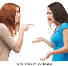 Bullying, Friendship And People Concept - Two Teenagers Having A Fight