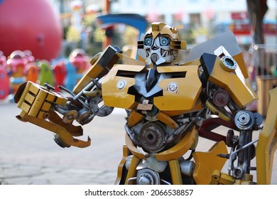 Bumblebee Autobot, Assembled From Car Parts.